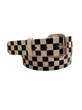 Checkerboard Black & White Checkered Belt Removable Buckle Size 38 Skater Y2K